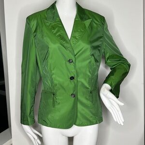 St Emile Sz 10 Green Nylon Lightweight Front Button Jacket Blazer
